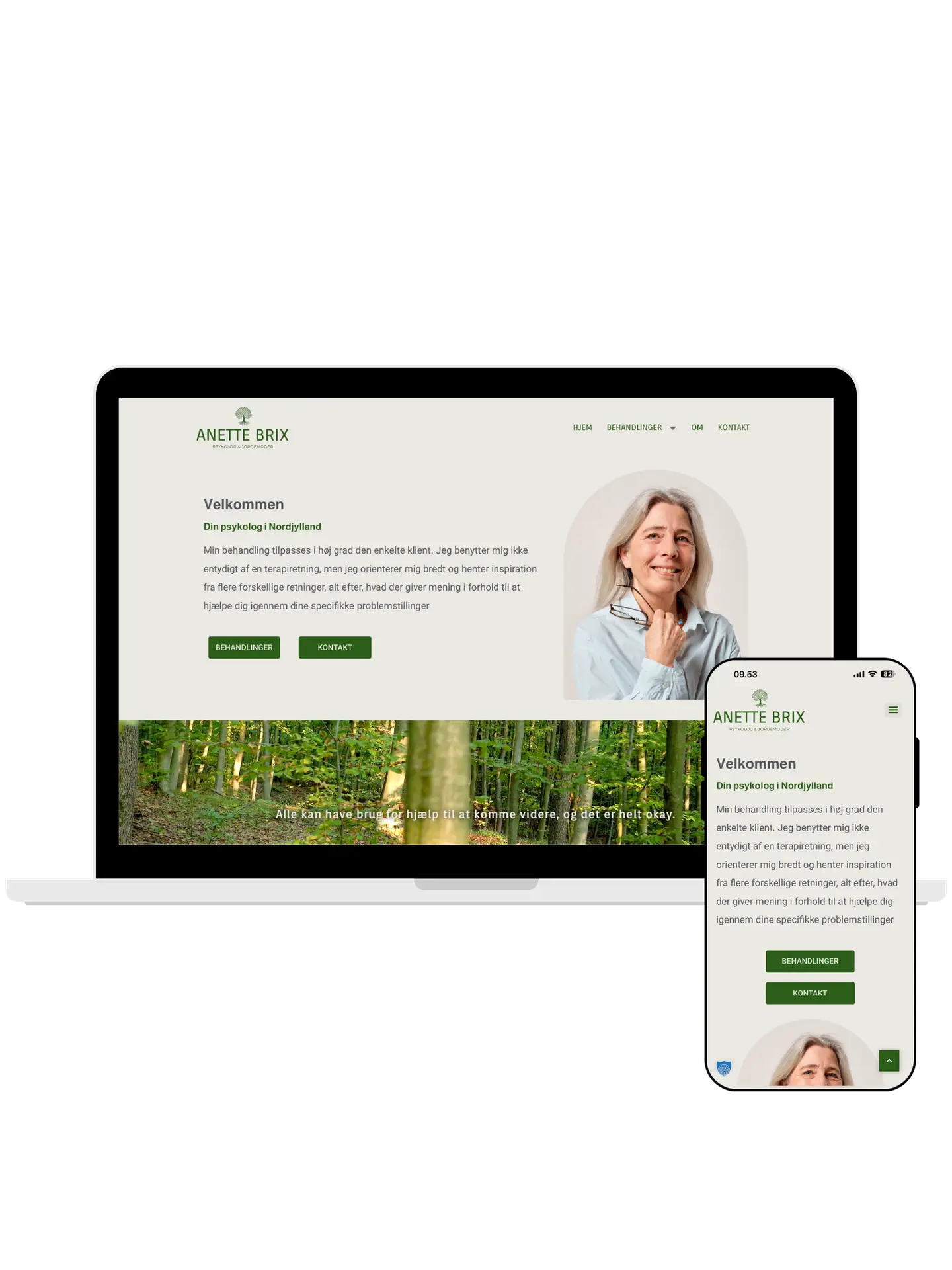 Webdesign til Jordemoder og Psykolog Anette Brix